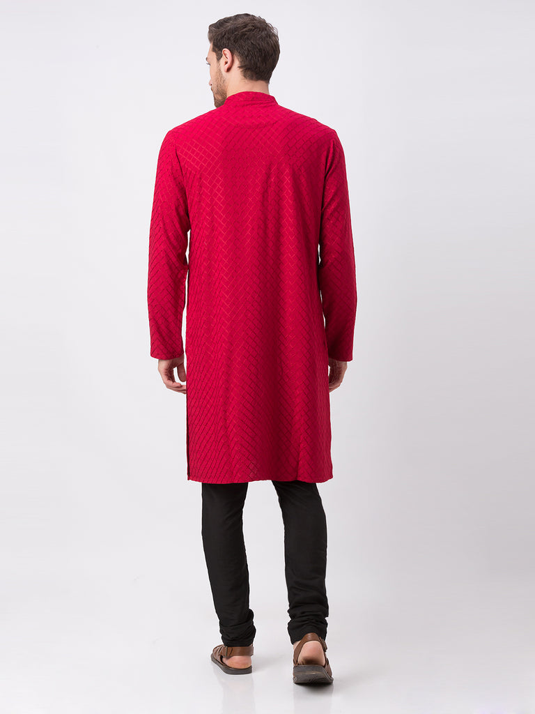 Occassion Men Straight Full Sleeve Maroon Kp Set