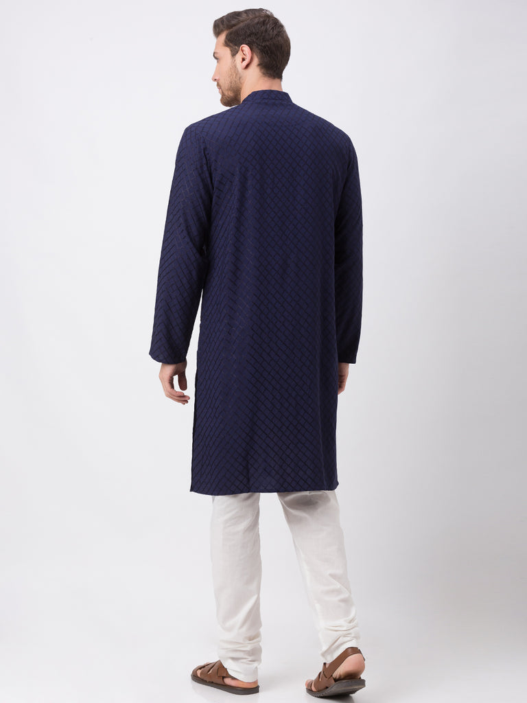 Occassion Men Straight Full Sleeve Navy Kp Set