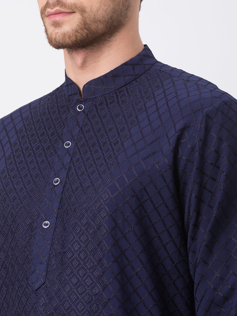 Occassion Men Straight Full Sleeve Navy Kp Set