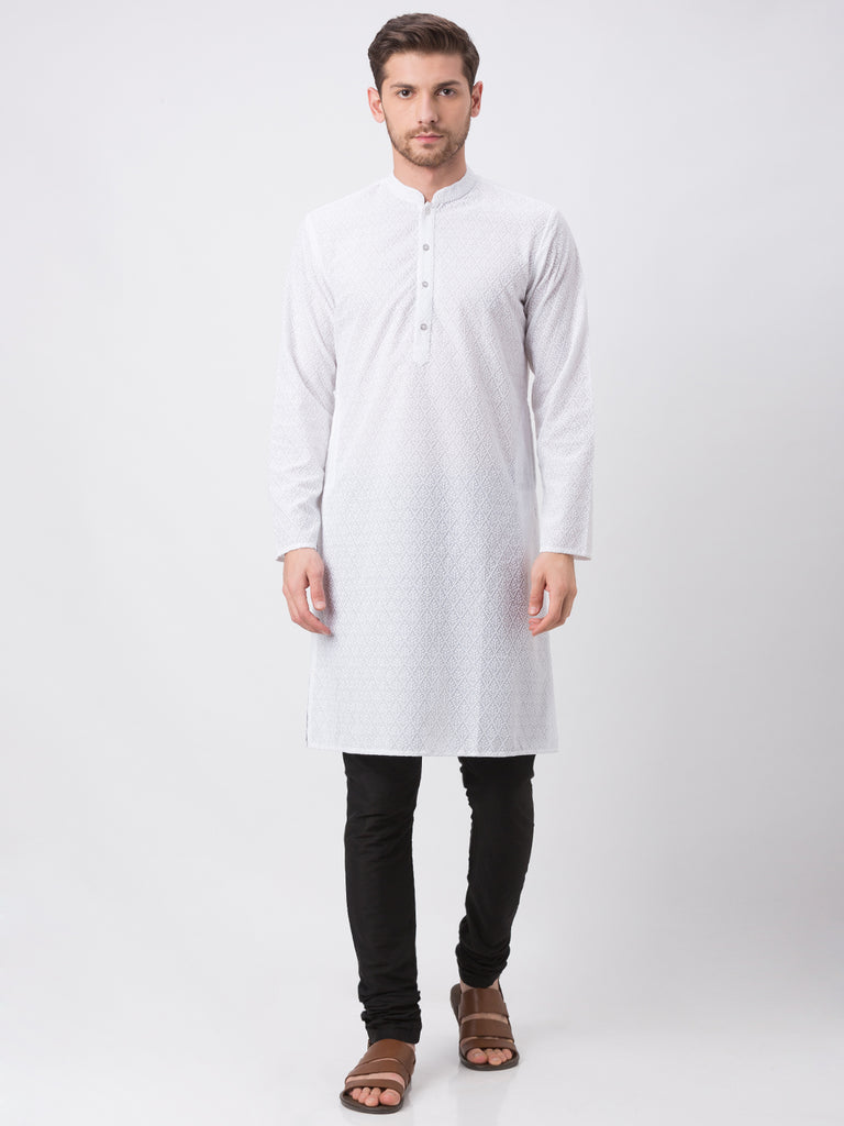 Occassion Men Straight Full Sleeve White Kp Set
