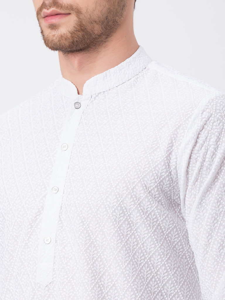 Occassion Men Straight Full Sleeve White Kp Set