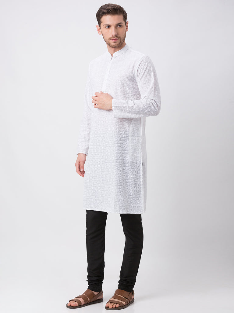 Occassion Men Straight Full Sleeve White Kp Set