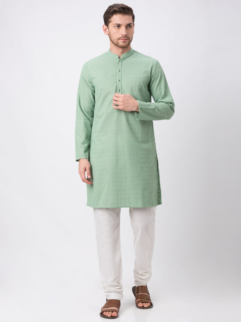 Occassion Men Straight Full Sleeve Green Kp Set