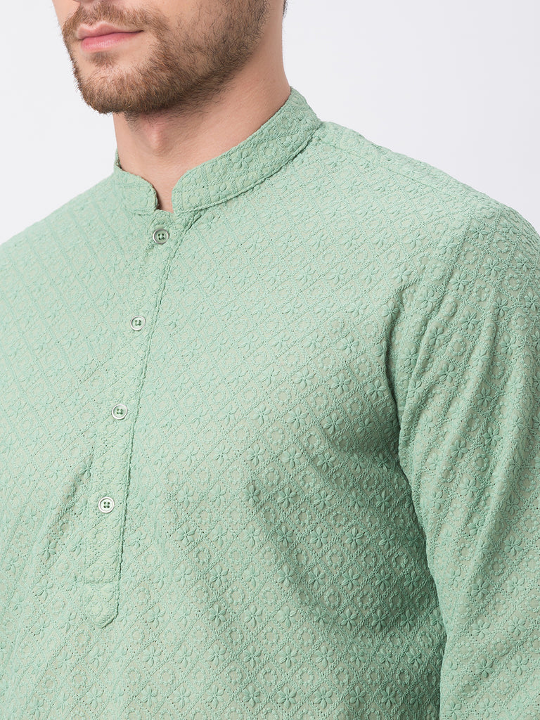 Occassion Men Straight Full Sleeve Green Kp Set