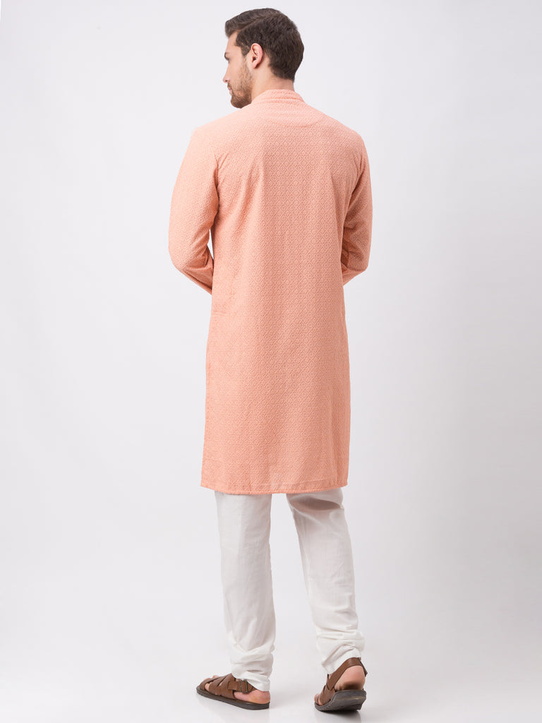 Occassion Men Straight Full Sleeve Peach Kp Set