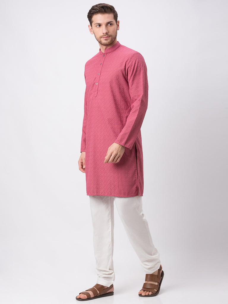 Occassion Men Straight Full Sleeve Rose Pink Kp Set