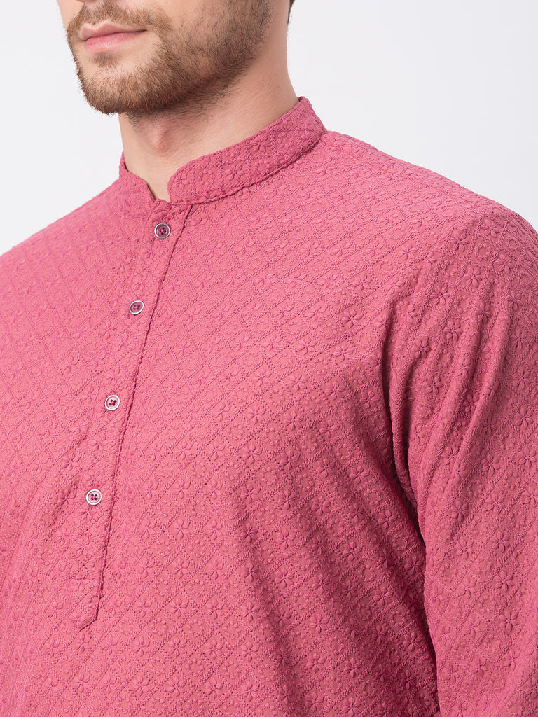 Occassion Men Straight Full Sleeve Rose Pink Kp Set