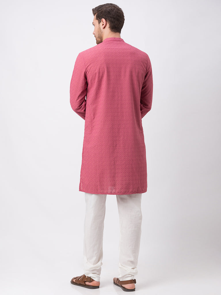 Occassion Men Straight Full Sleeve Rose Pink Kp Set