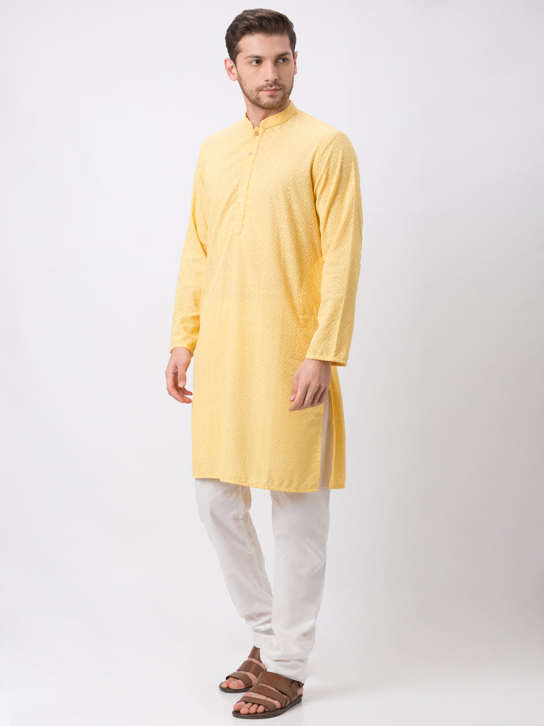 Occassion Men Straight Full Sleeve Yellow Kp Set