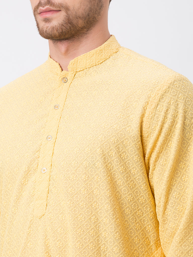 Occassion Men Straight Full Sleeve Yellow Kp Set