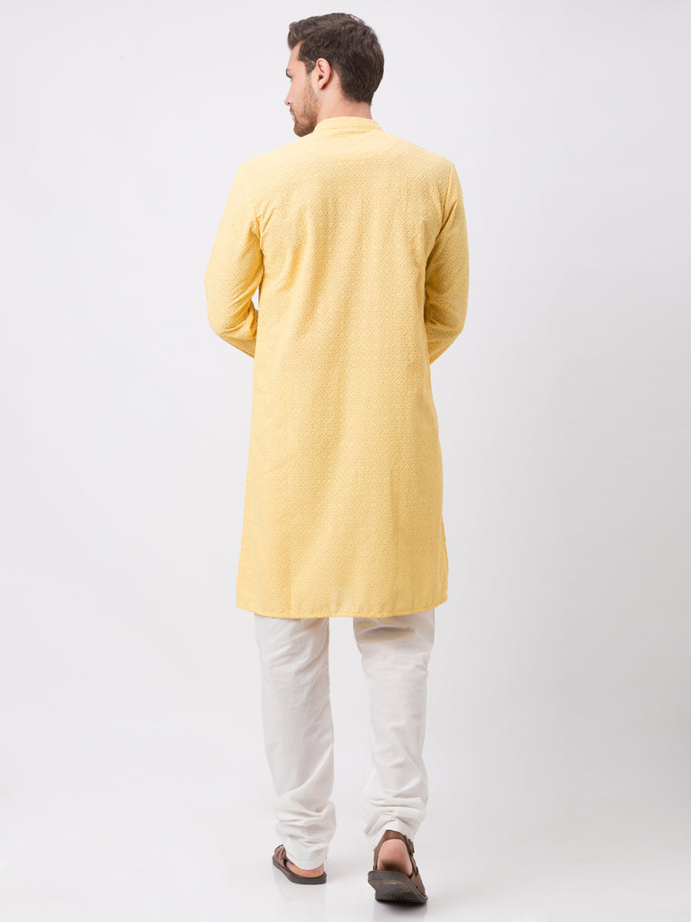 Occassion Men Straight Full Sleeve Yellow Kp Set