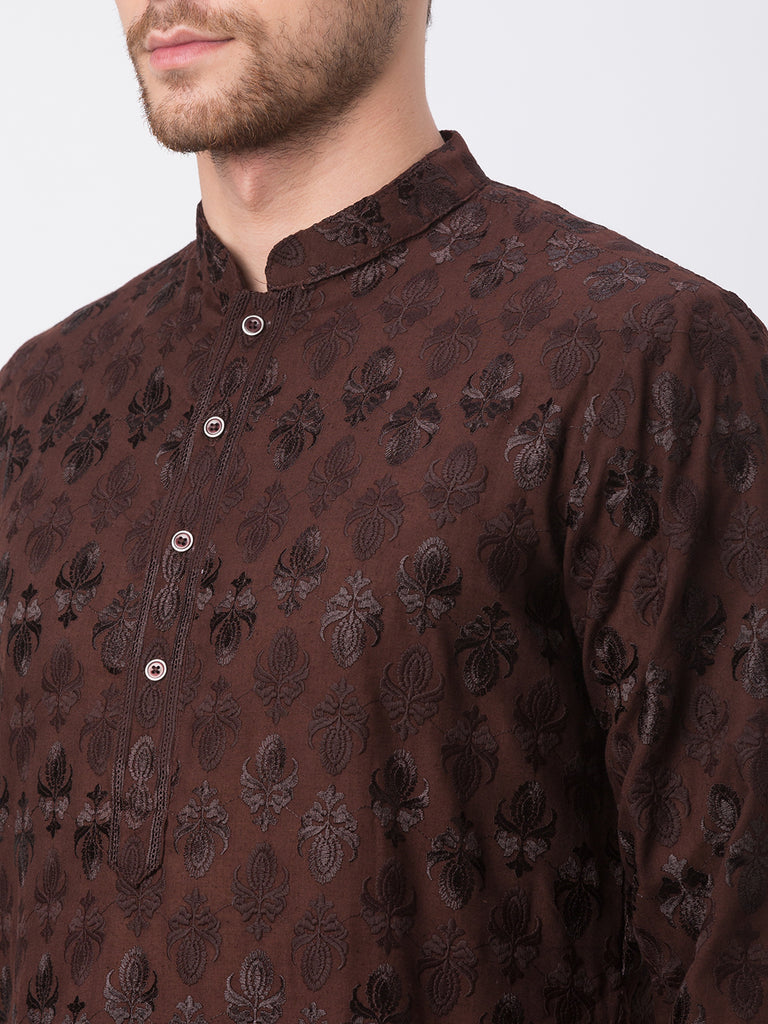 Occassion Men Straight Full Sleeve Brown Kp Set