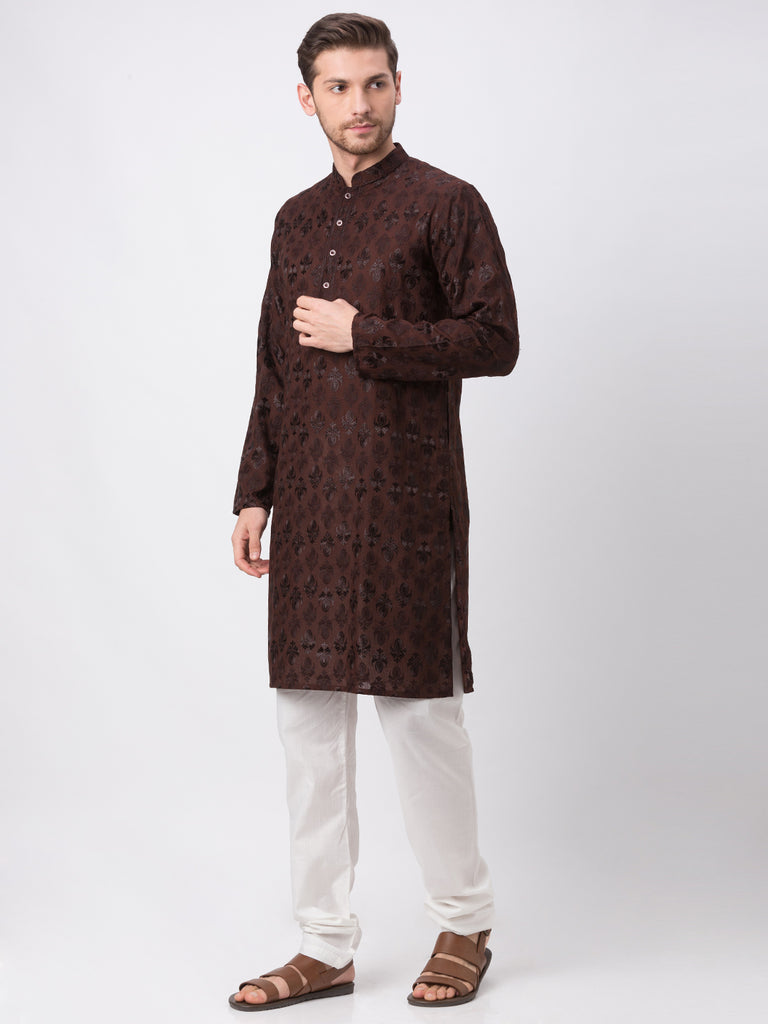 Occassion Men Straight Full Sleeve Brown Kp Set