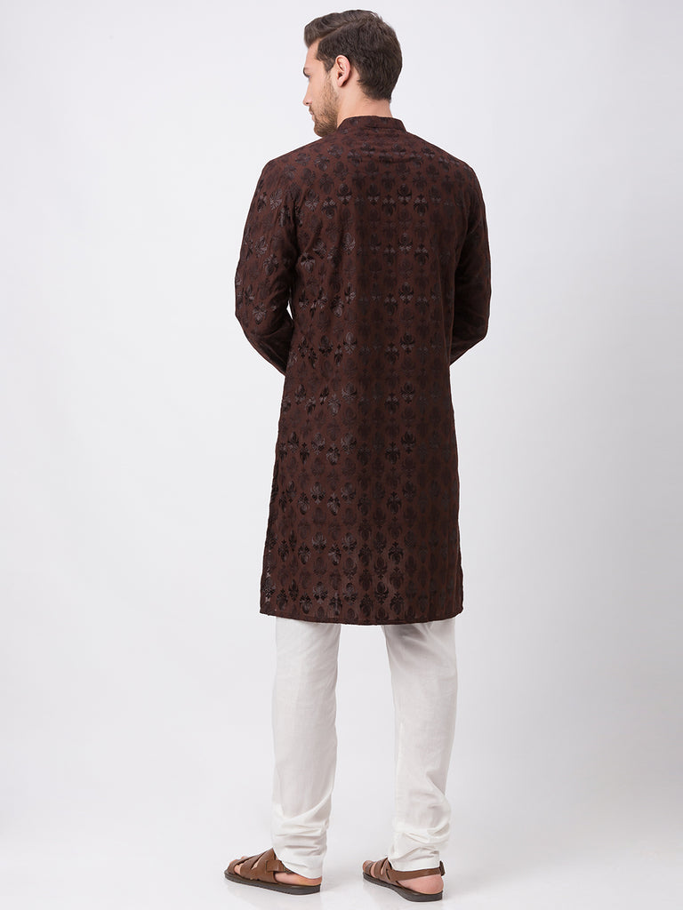 Occassion Men Straight Full Sleeve Brown Kp Set