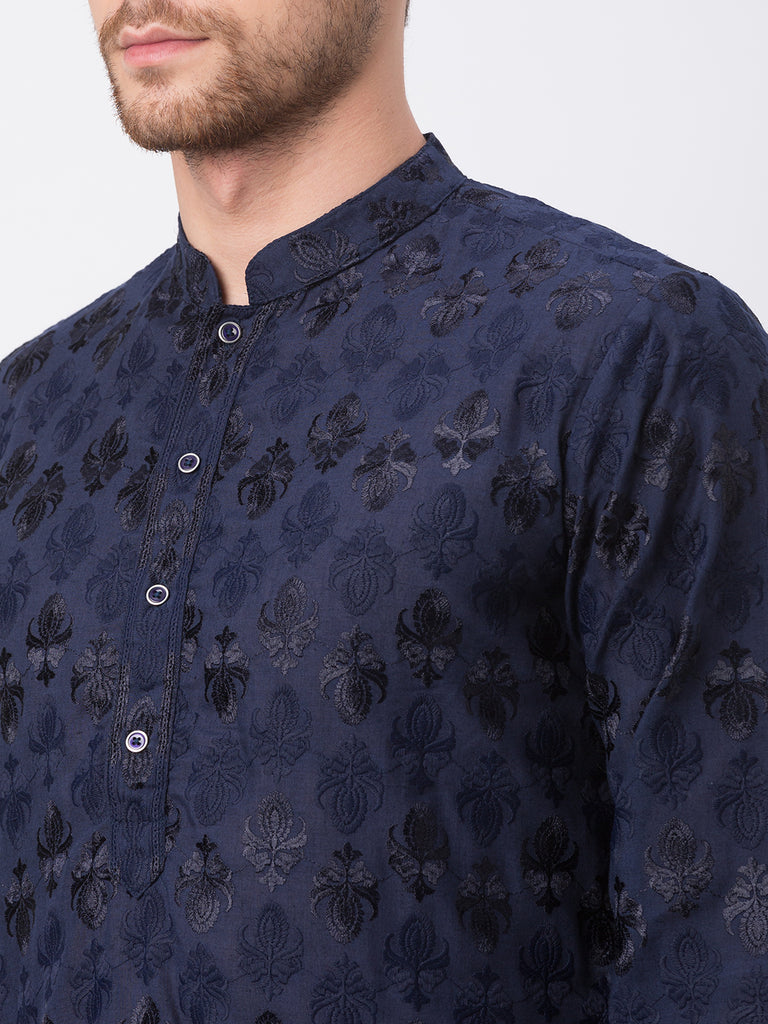 Occassion Men Straight Full Sleeve Navy Kp Set