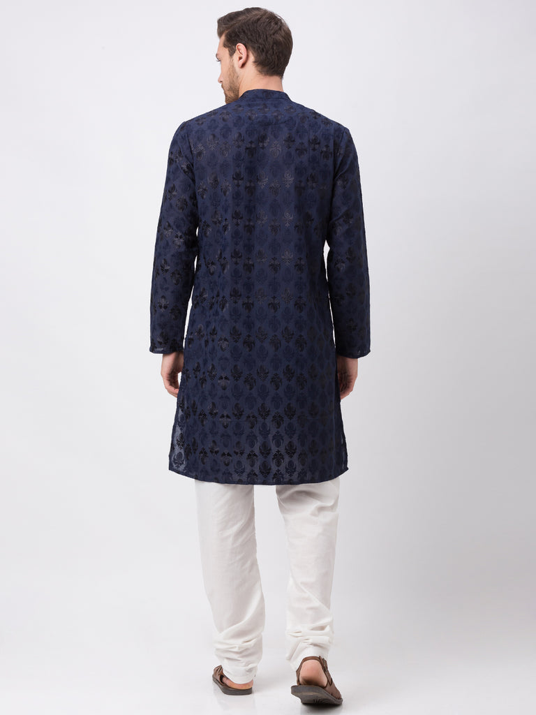 Occassion Men Straight Full Sleeve Navy Kp Set