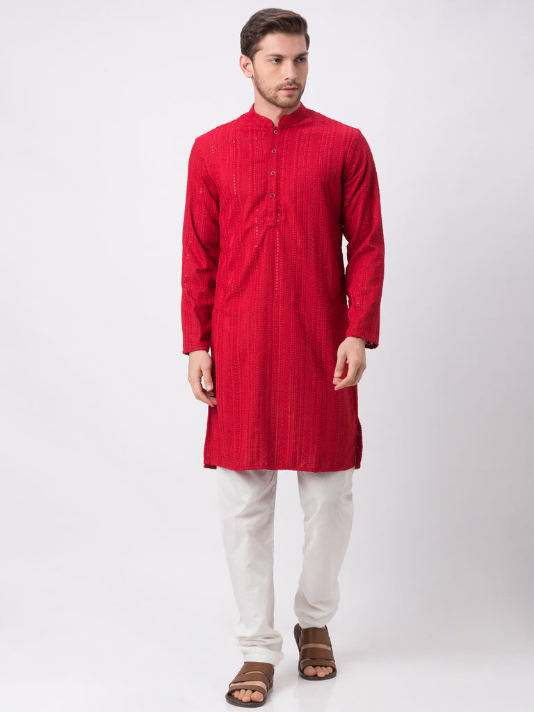 Occassion Men Straight Full Sleeve Maroon Kp Set