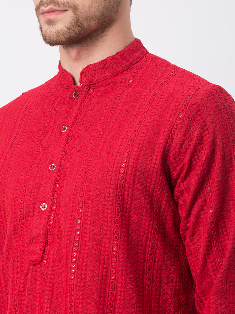Occassion Men Straight Full Sleeve Maroon Kp Set