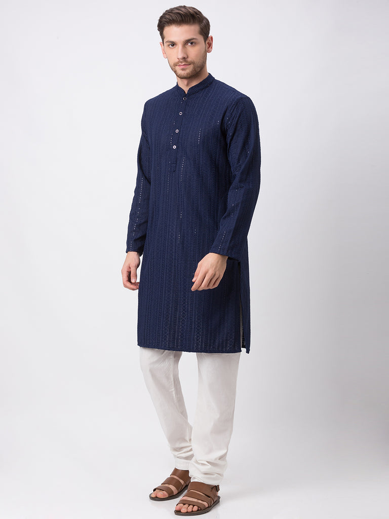Occassion Men Straight Full Sleeve Navy Kp Set