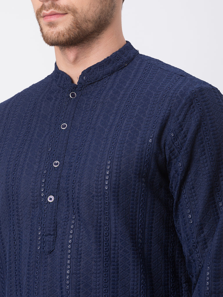 Occassion Men Straight Full Sleeve Navy Kp Set