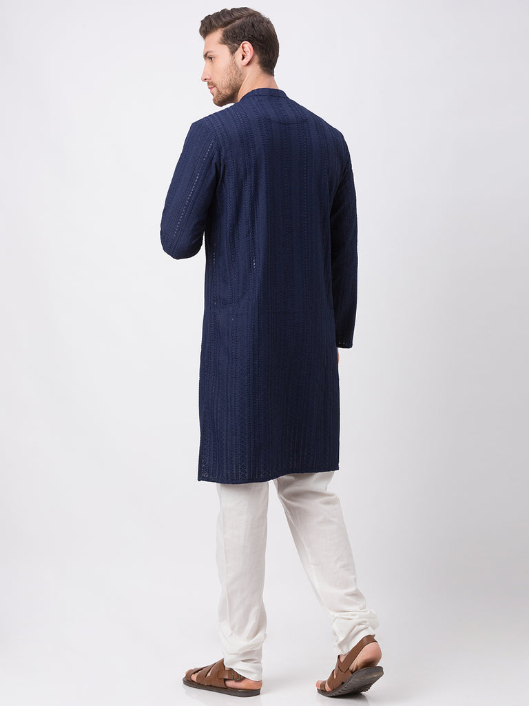 Occassion Men Straight Full Sleeve Navy Kp Set
