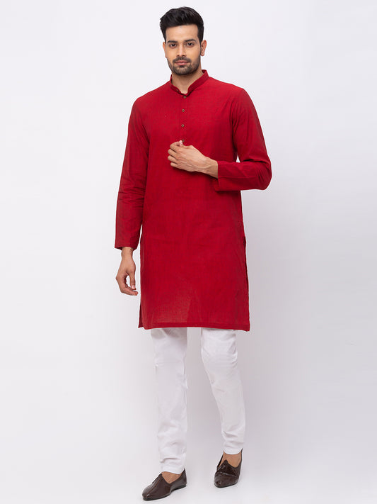 Men Straight Full Sleeve Maroon Kp Set