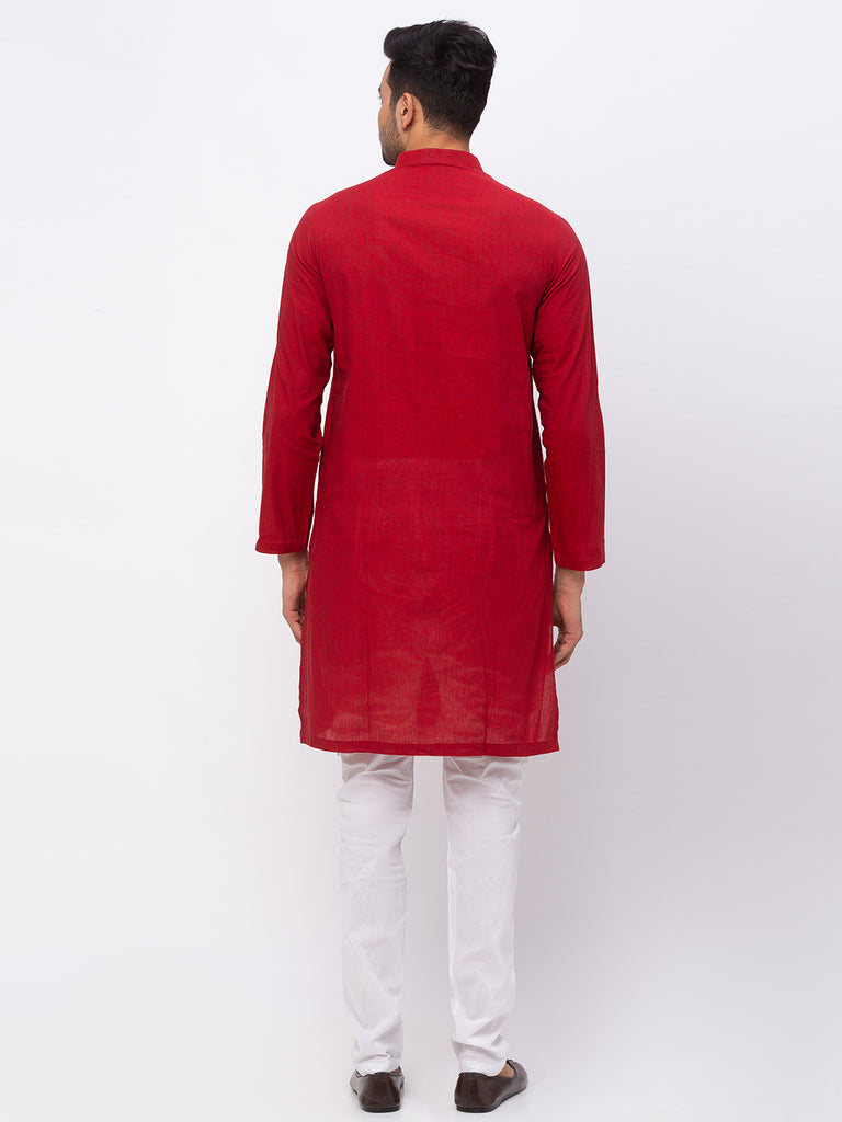 Men Straight Full Sleeve Maroon Kp Set