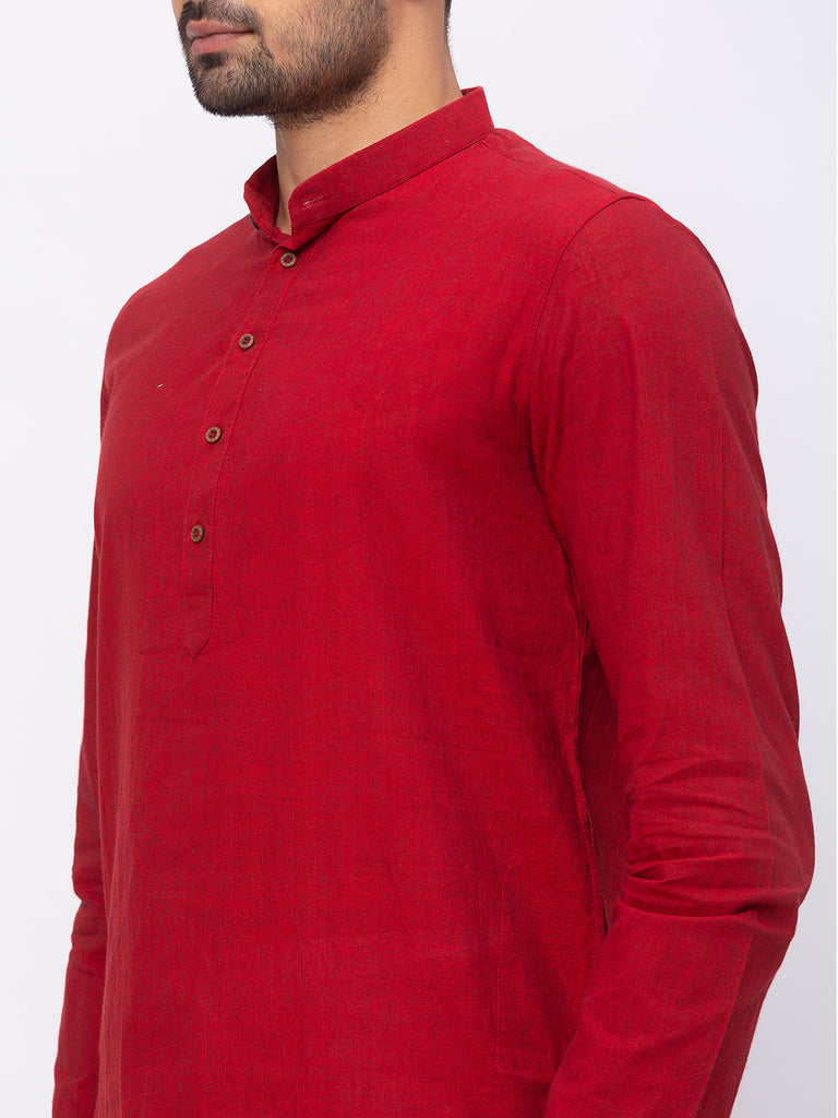 Men Straight Full Sleeve Maroon Kp Set