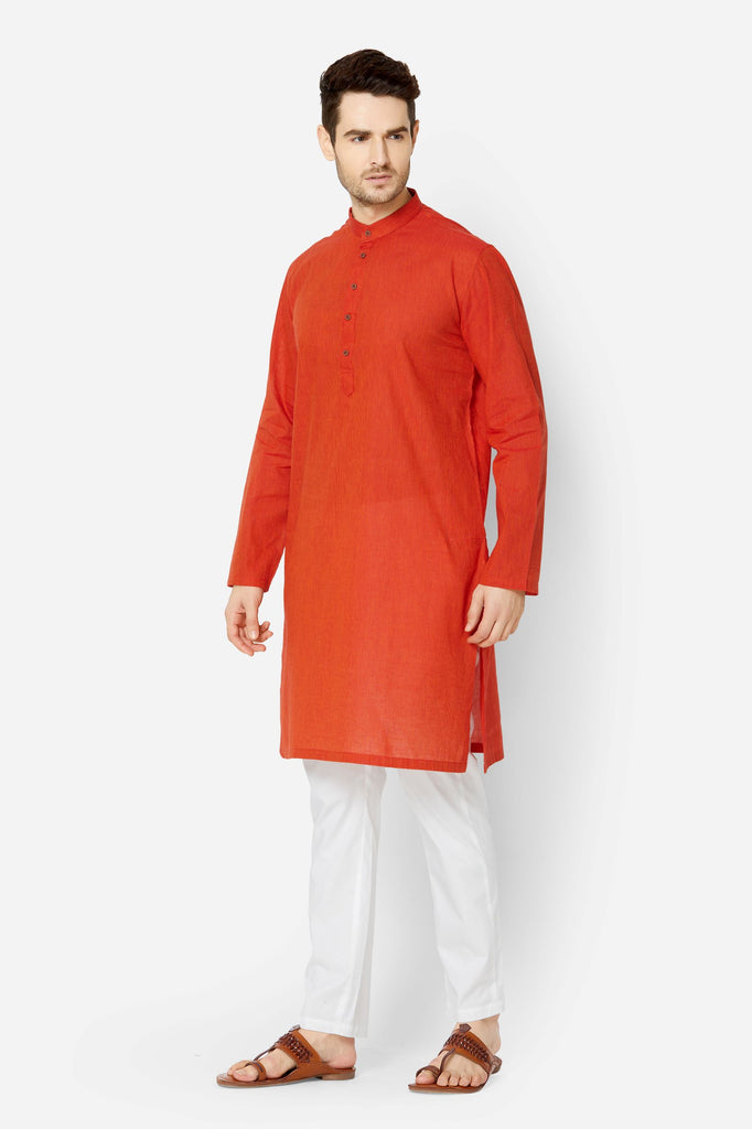 Men Straight Full Sleeve Orange Kp Set