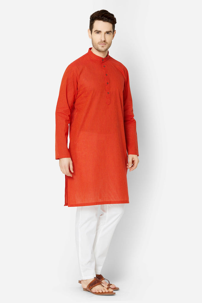 Men Straight Full Sleeve Orange Kp Set