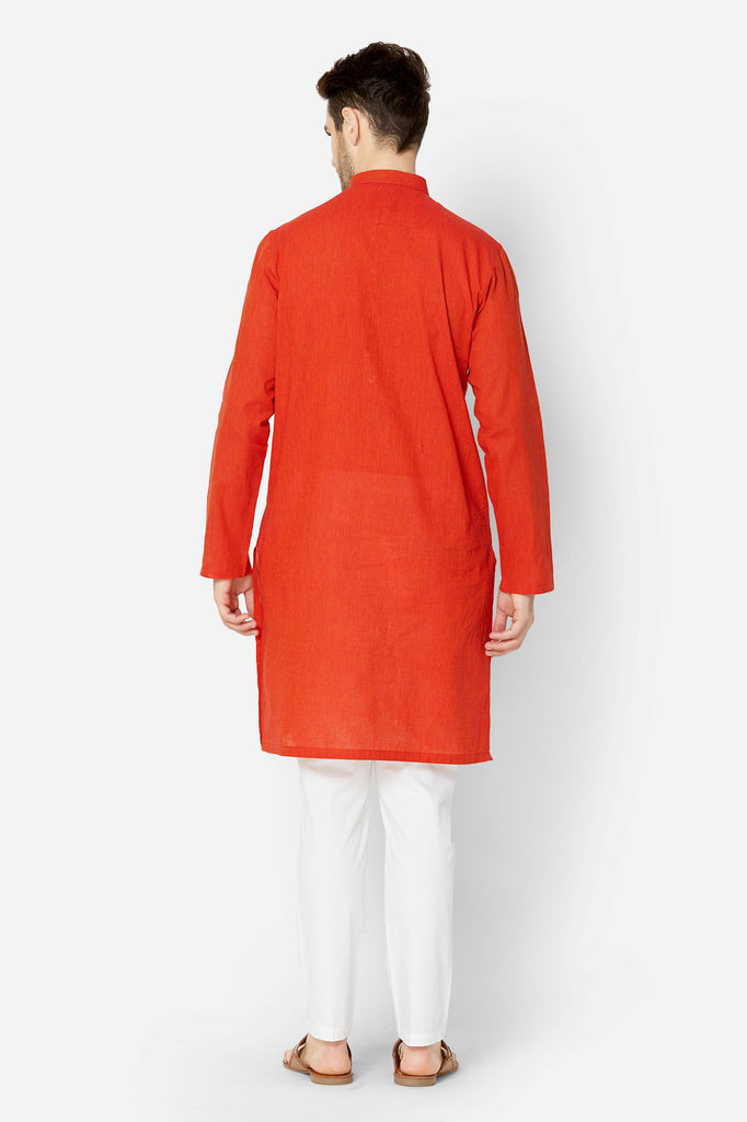 Men Straight Full Sleeve Orange Kp Set