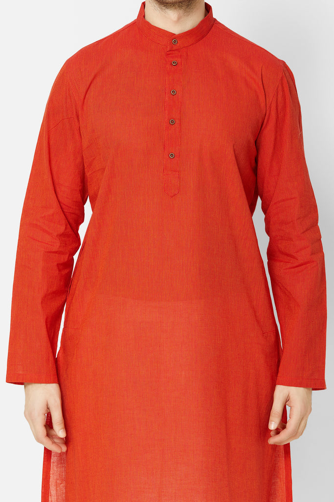 Men Straight Full Sleeve Orange Kp Set