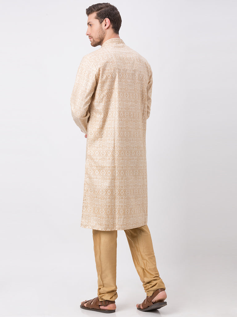 Men Straight Full Sleeve Chikoo Kp Set