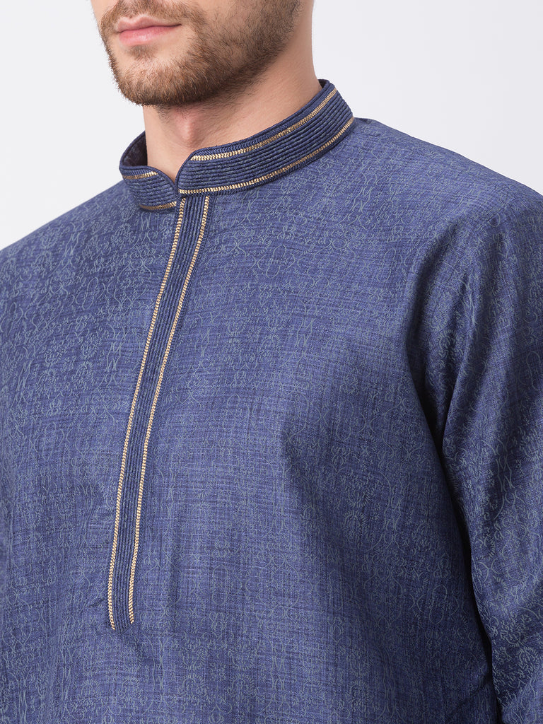Men Straight Full Sleeve Navy Kp Set
