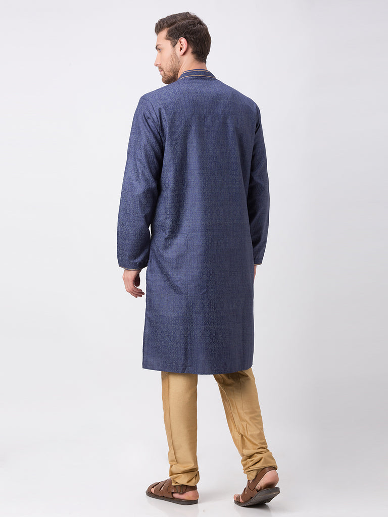 Men Straight Full Sleeve Navy Kp Set