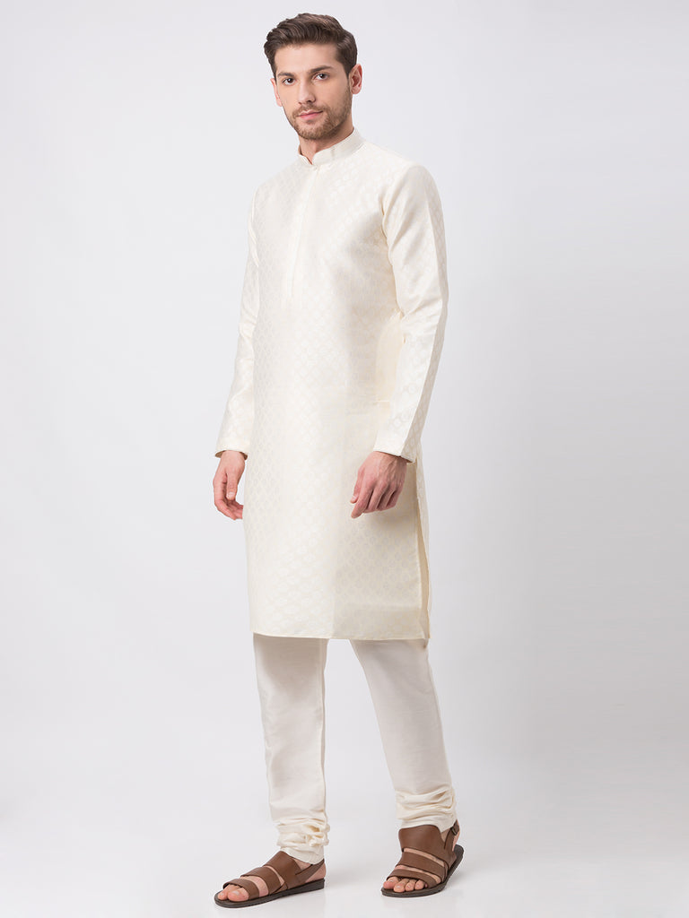 Men Straight Full Sleeve White Kp Set