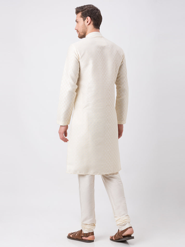 Men Straight Full Sleeve White Kp Set