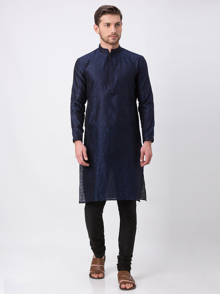 Men Straight Full Sleeve Navy Kp Set