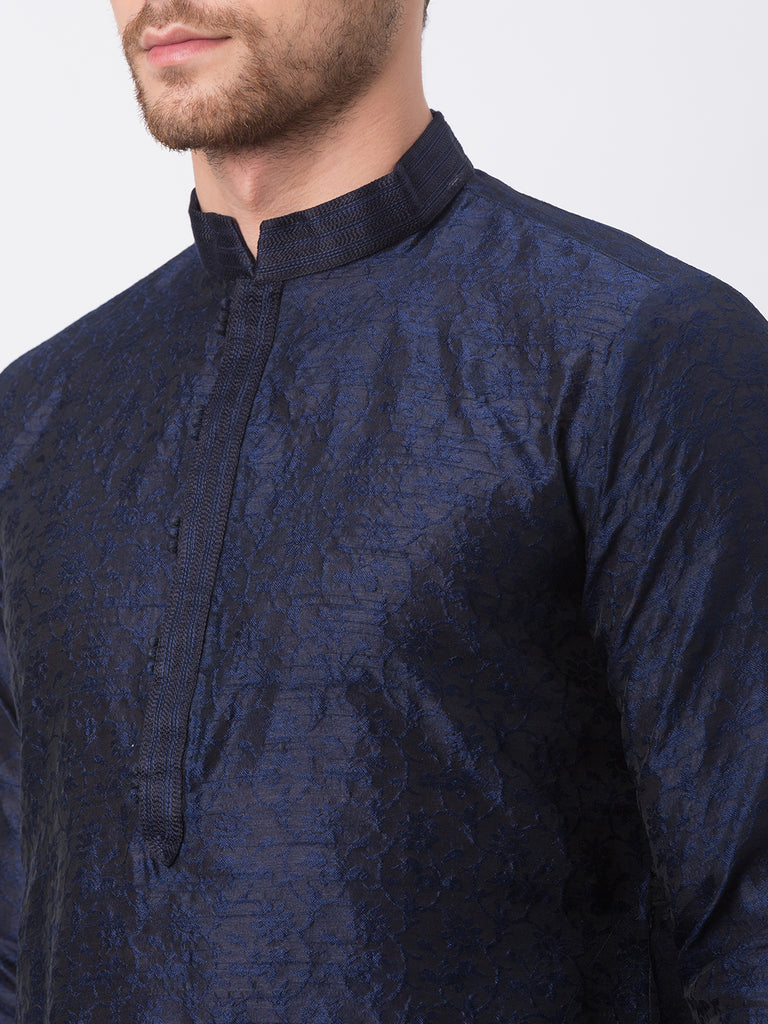Men Straight Full Sleeve Navy Kp Set