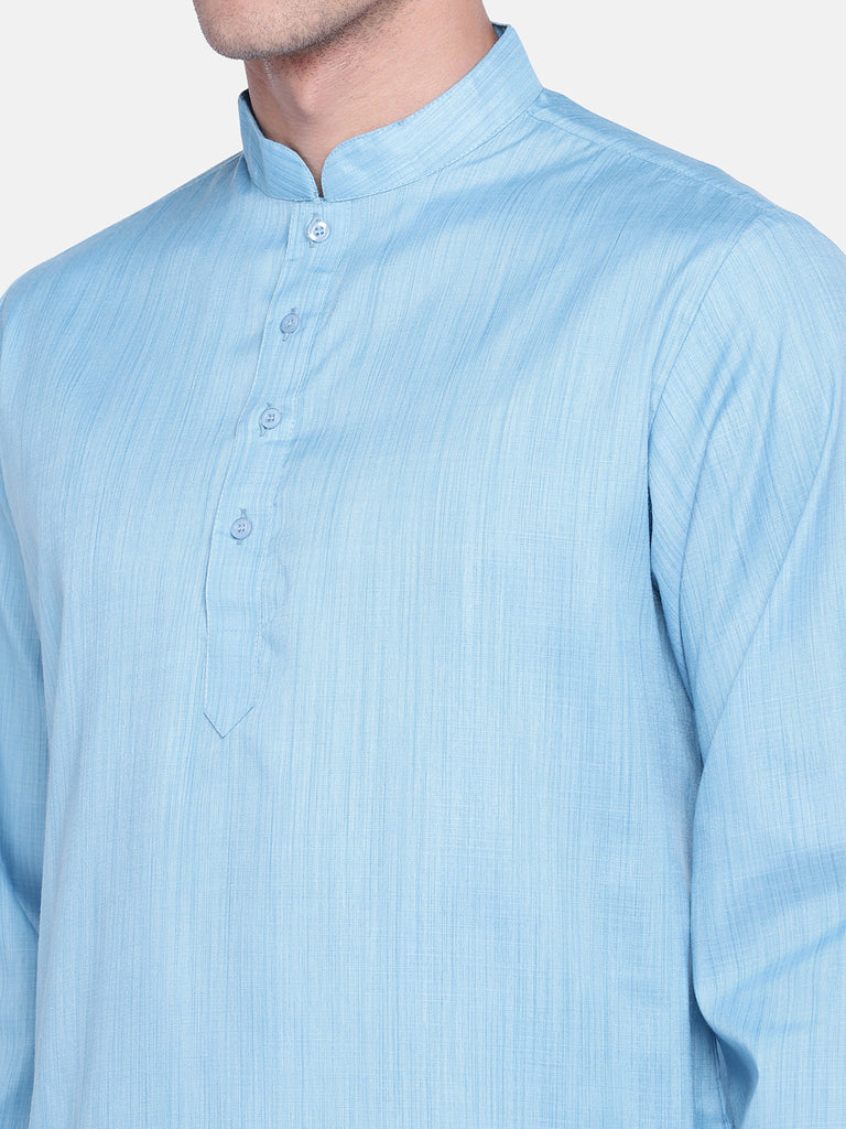 Core Men Straight Full Sleeve Blue Kurta