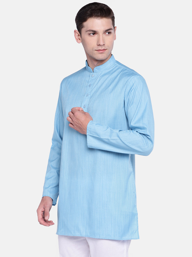 Core Men Straight Full Sleeve Blue Kurta