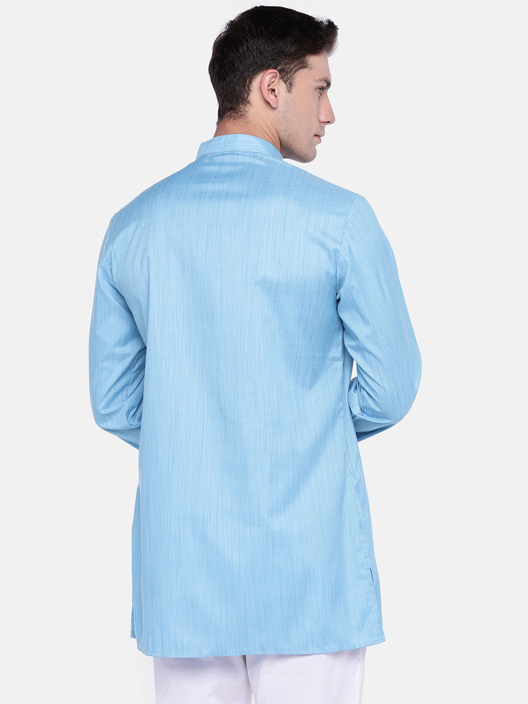 Core Men Straight Full Sleeve Blue Kurta