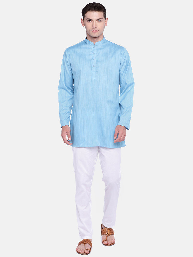Core Men Straight Full Sleeve Blue Kurta