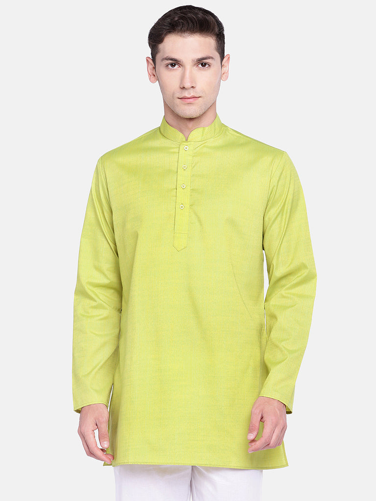 Core Men Straight Full Sleeve Lime Green Kurta