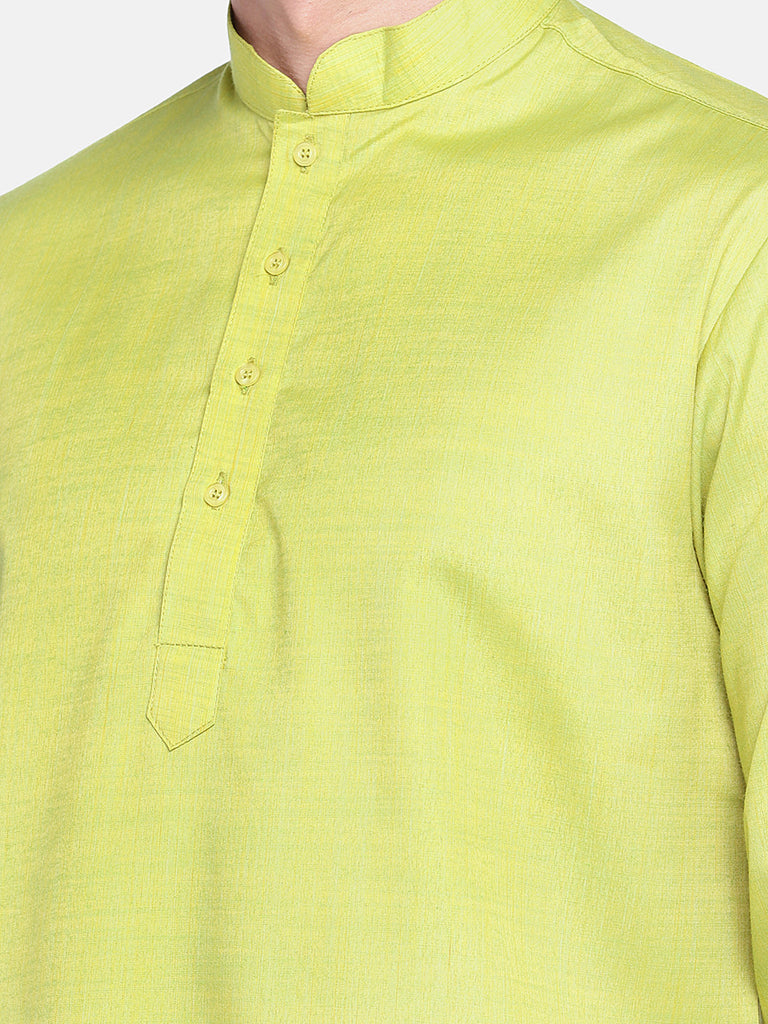 Core Men Straight Full Sleeve Lime Green Kurta
