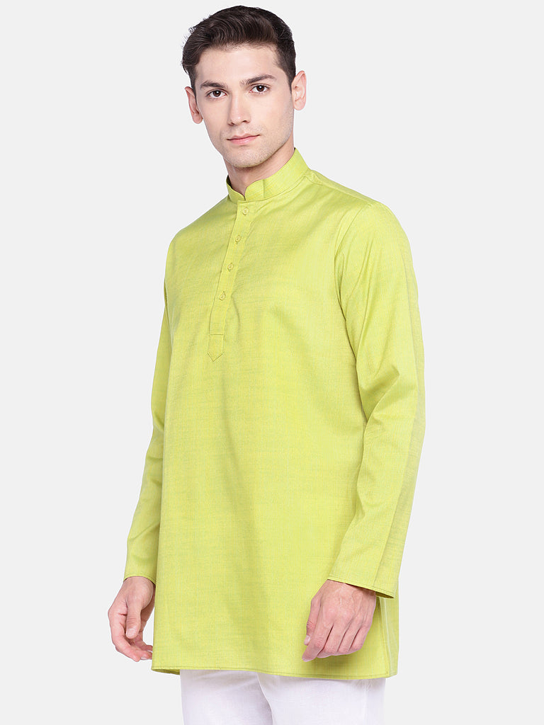 Core Men Straight Full Sleeve Lime Green Kurta