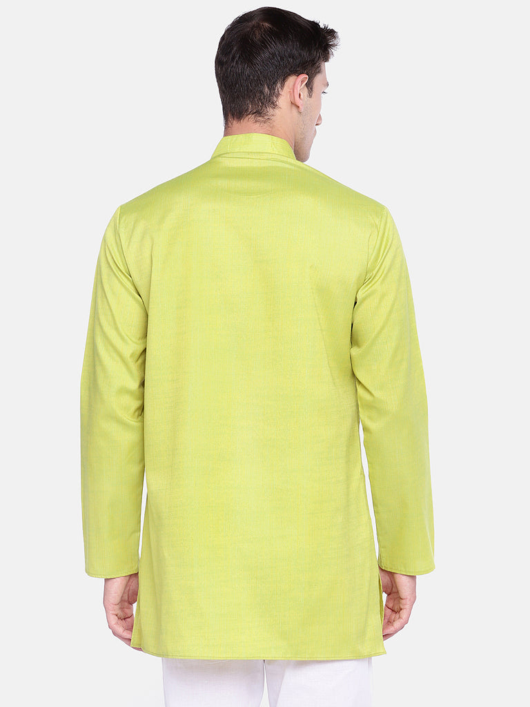 Core Men Straight Full Sleeve Lime Green Kurta