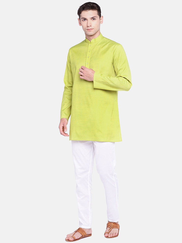 Core Men Straight Full Sleeve Lime Green Kurta