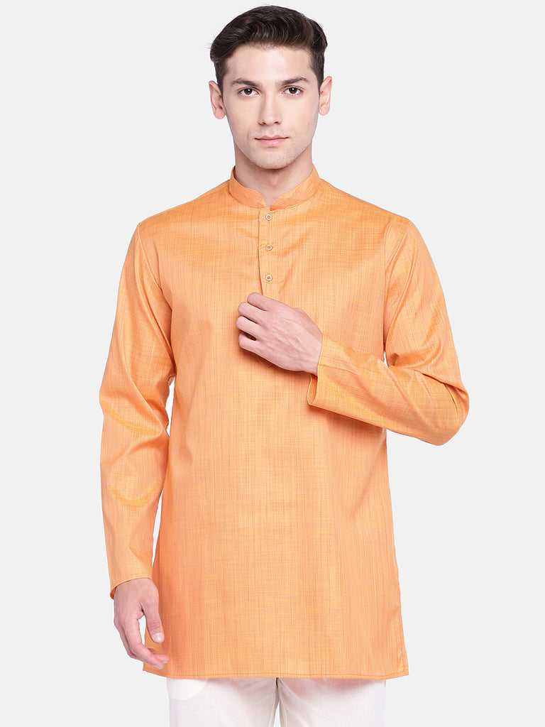 Core Men Straight Full Sleeve Orange Kurta