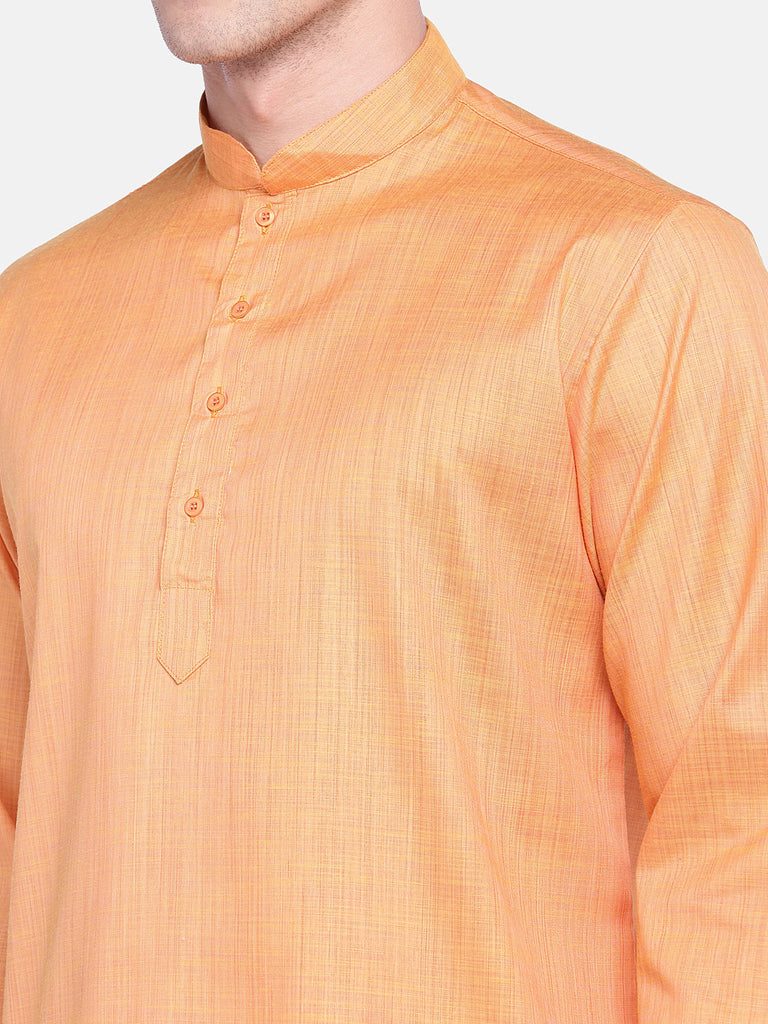 Core Men Straight Full Sleeve Orange Kurta